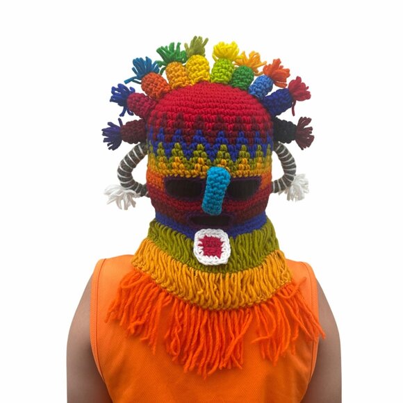 🤩NEW Handmade  Aya Huma Diablo Umo Inca's kids Mask Ecuador Black Inti Raymi🤩 - Picture 2 of 4